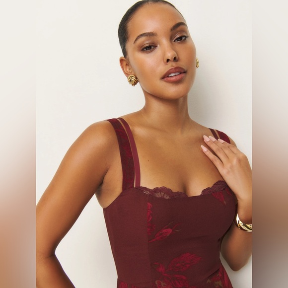 Reformation Irisa Dress In Barcelona Border, brand new, never worn, no flaws. - Picture 3 of 16